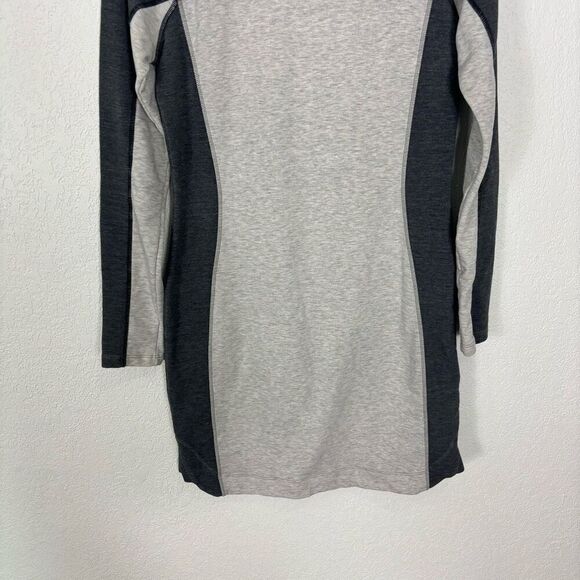Athleta Light & Dark Grey Colorblock Long Sleeve Terry Cloth Sweater Dress Size - Picture 4 of 7